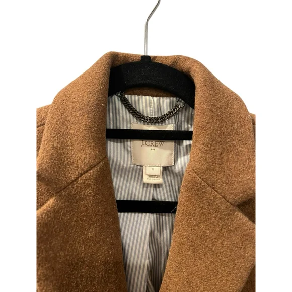 J. Crew Wool Size 0 Women's Single Breasted Top Coat Jacket Brown Long Sleeve - Picture 2 of 9